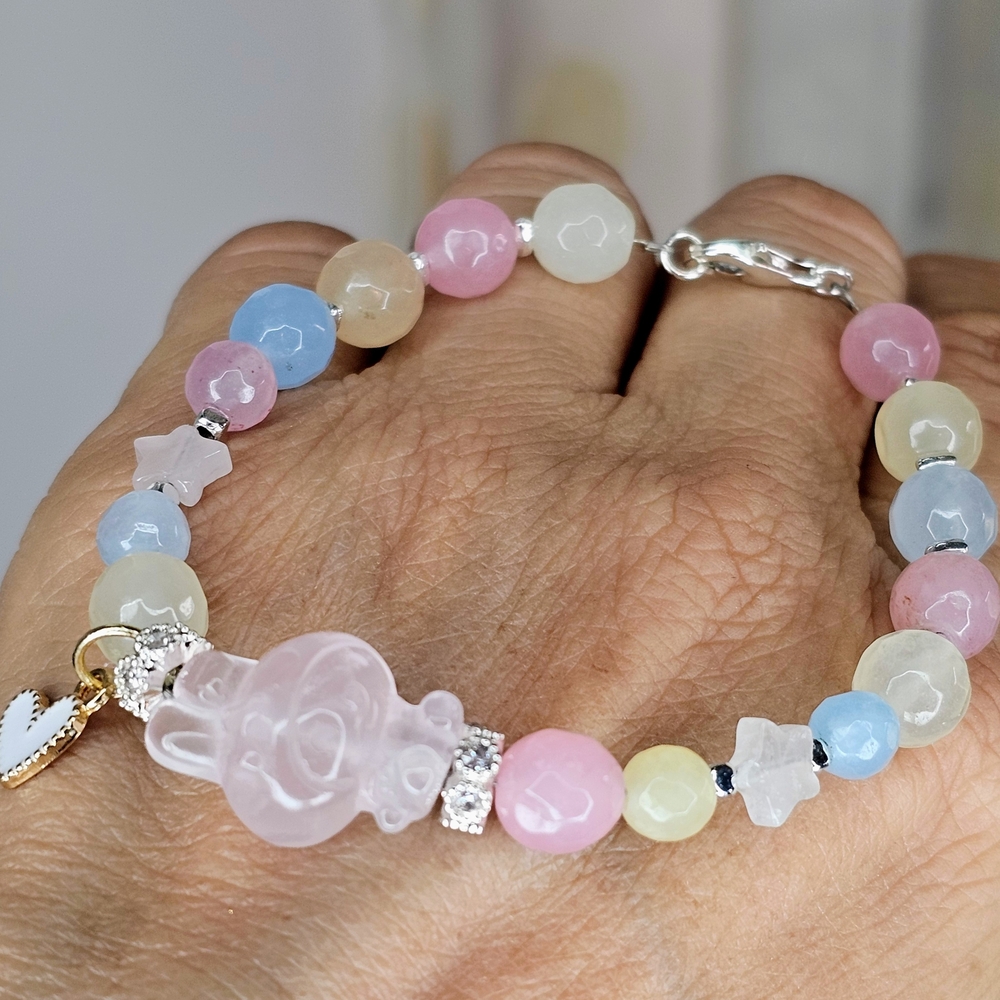 Pastel Beaded Bracelet with Charm